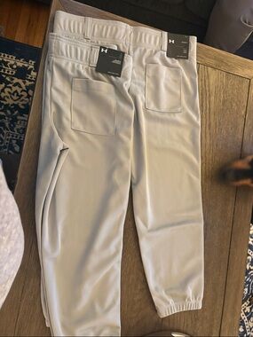 Youth Large Under Armour Light Grey baseball pants.